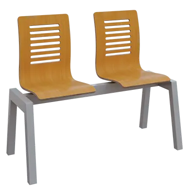 CARMEN 2, dřevěná lavice do čekárny, 2-sedák, buk, kostra stříbrná